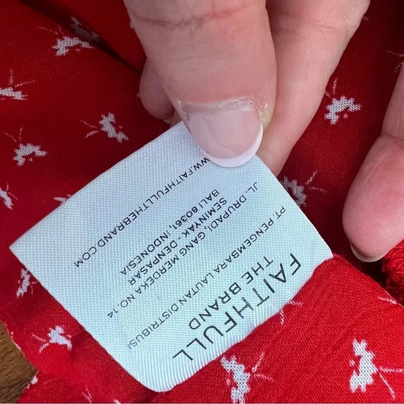 Anthropologie Faithfull The Brand Tie Front Crop Top Red Printed Size 4 B22 - Picture 6 of 7